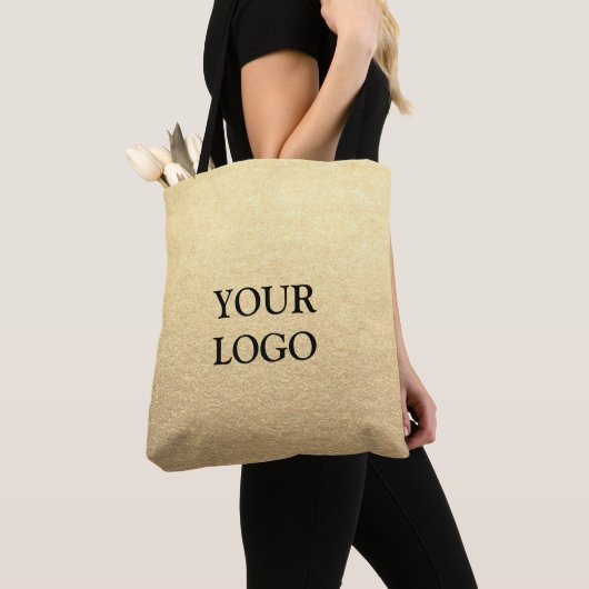 Eenvoudige Clean Gold Business Custom Logo Tote Bag (Dichtbij)