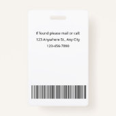 Eenvoudige Clean Grey Sjabloon Medewerker Foto Naa Badge (Achterkant)