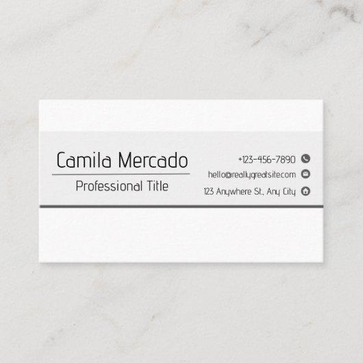 Eenvoudige Clean Grey White Executive-Sjabloon Visitekaartje (Voorkant)