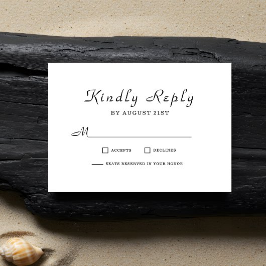 Eenvoudige Clean Minimalist Script Wedding RSVP-Ka RSVP Kaartje