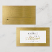 EENVOUDIGE CLEANFAUX GOLD BAR BAT MITZVAH PLACE CA VISITEKAARTJE (Voorkant / Achterkant)
