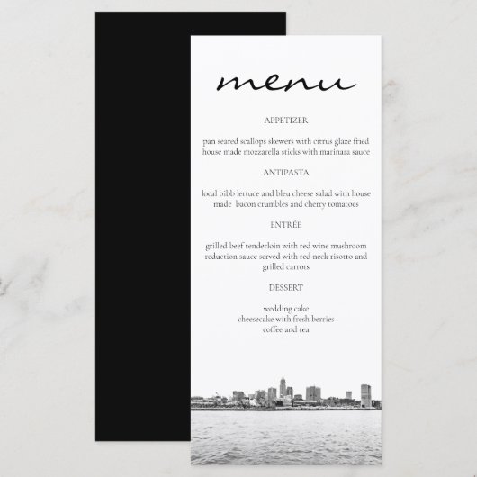 Eenvoudige Cleveland Silhouet Menukaarten Menu (Voorkant / Achterkant)