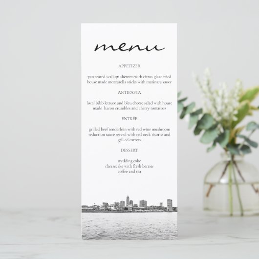 Eenvoudige Cleveland Silhouet Menukaarten Menu (Staand voorkant)