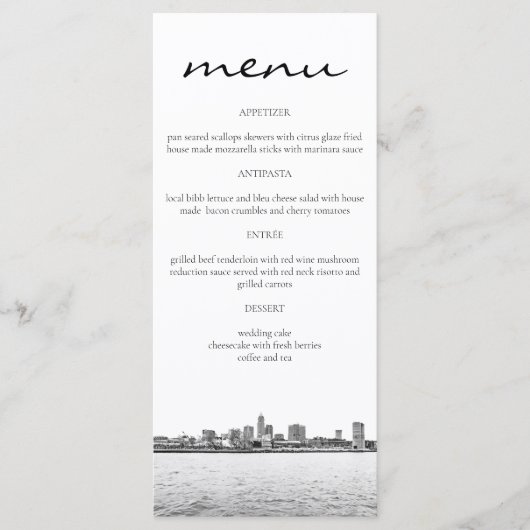 Eenvoudige Cleveland Silhouet Menukaarten Menu (Voorkant)