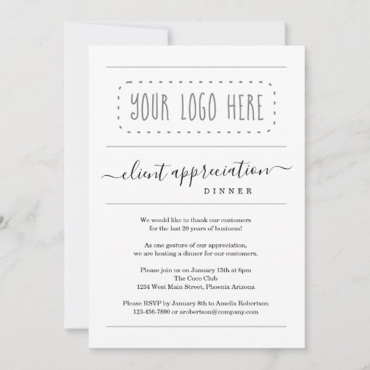 Eenvoudige Client Appreciation Dinner - Logo toevo Kaart (Voorkant)