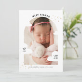 Eenvoudige Cloud Arch Fotocollage Dank u Geboorte Aankondiging (Staand voorkant)