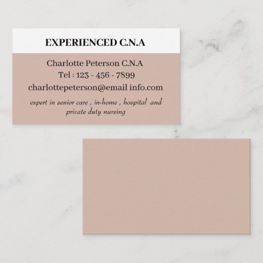 Eenvoudige CNA Visitekaartje (Voorkant / Achterkant)