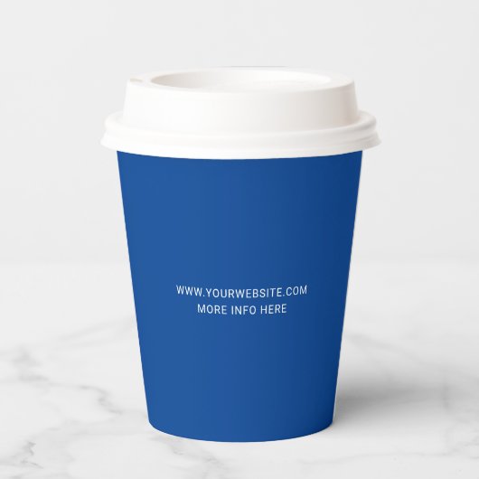 Eenvoudige Cobalt Blue Business Logo Custom Papieren Bekers (Achterkant)