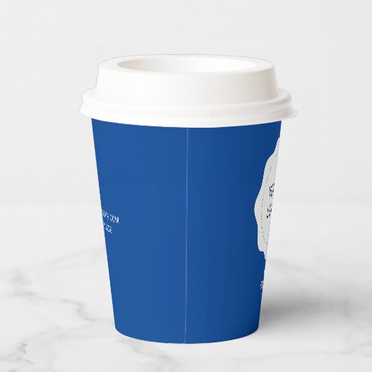 Eenvoudige Cobalt Blue Business Logo Custom Papieren Bekers (Rechts)