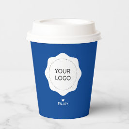 Eenvoudige Cobalt Blue Business Logo Custom Papieren Bekers