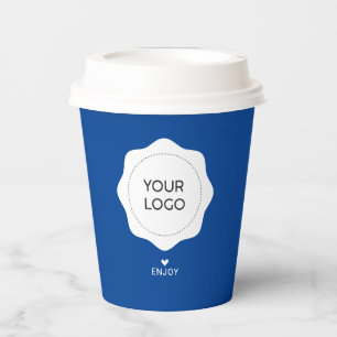 Eenvoudige Cobalt Blue Business Logo Custom Papieren Bekers