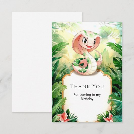 Eenvoudige Cobra Snake Verjaardag Bedankkaart (Voorkant / Achterkant)