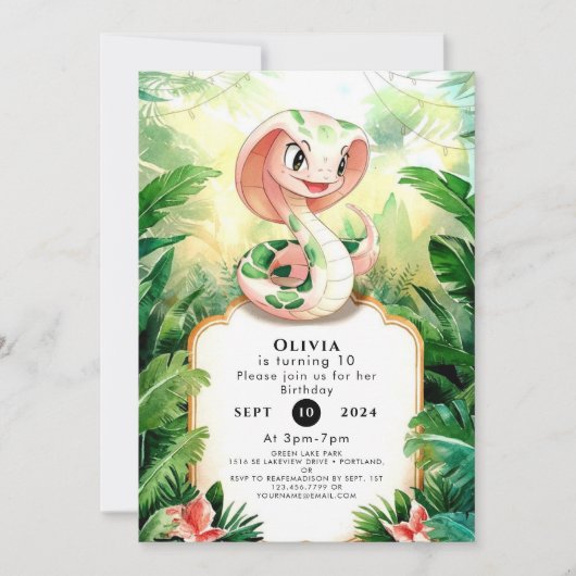 Eenvoudige Cobra Snake Verjaardag Kaart (Voorkant)