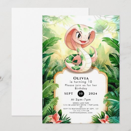 Eenvoudige Cobra Snake Verjaardag Kaart (Voorkant / Achterkant)