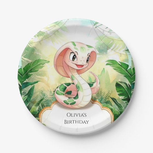 Eenvoudige Cobra Snake Verjaardag Papieren Bordje (Voorkant)