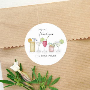Eenvoudige cocktail Drinken Waterverf Fun Dank u Ronde Sticker