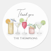 Eenvoudige cocktail Drinken Waterverf Fun Dank u Ronde Sticker (Voorkant)