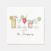 Eenvoudige cocktail Drinken Waterverf Whimsical Cu Servet (Voorkant)