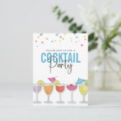 Eenvoudige Cocktail Party Moderne Minimale Uitnodi Briefkaart (Staand voorkant)