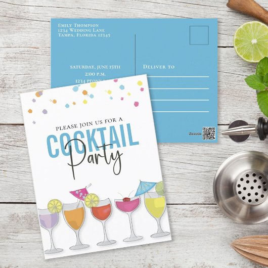 Eenvoudige Cocktail Party Moderne Minimale Uitnodi Briefkaart