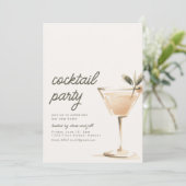 Eenvoudige cocktailparty-uitnodiging met drankje kaart (Staand voorkant)