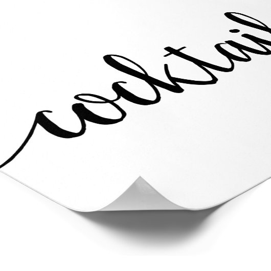 Eenvoudige cocktails | Zwart script Elk event bar  Poster (Hoek)