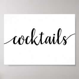 Eenvoudige cocktails | Zwart script Elk event bar  Poster
