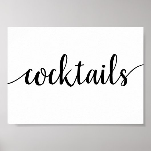 Eenvoudige cocktails | Zwart script Elk event bar Poster (Voorkant)