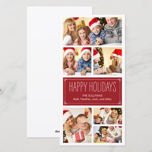 Eenvoudige Collage Holiday-fotokaarten Feestdagenkaart (Voorkant / Achterkant)
