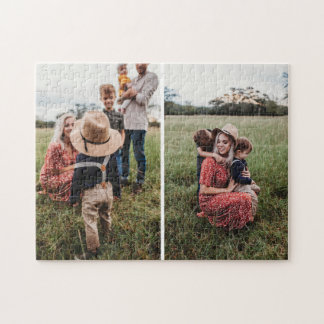 Eenvoudige collage met 2 familiefoto's legpuzzel