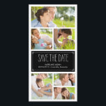 Eenvoudige collage Save The Date fotokaarten<br><div class="desc">Deze chic en modern vormgegeven fotokaarten vragen uw gasten op een stijlvolle manier de datum te reserveren voor uw grote dag. Verkrijgbaar in andere kleuren (verzoeken om aangepaste kleuren zijn van harte welkom!).</div>