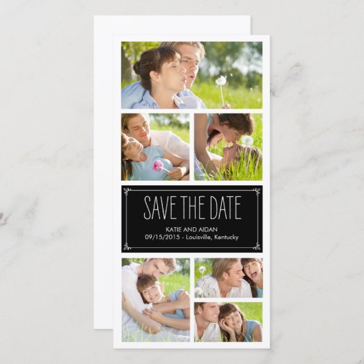 Eenvoudige collage Save The Date fotokaarten (Voorkant / Achterkant)