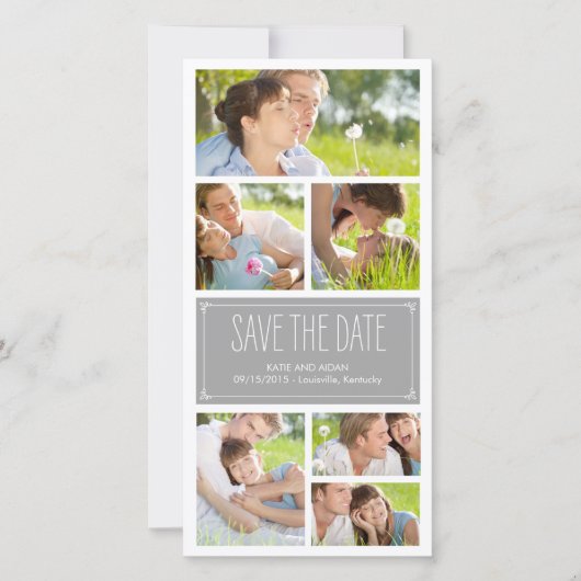 Eenvoudige collage Save The Date fotokaarten (Voorkant)
