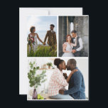 Eenvoudige collage van 3 foto's feestdagenkaart<br><div class="desc">Pas uw fotografie aan. U kunt dit aangepaste product maken voor speciale gelegenheden zoals huwelijken,  verjaardagen,  Kerstmis,  feestdagen,  herdenkingen,  afstuderen,  jubilea en meer. Het kan ook worden gegeven als een geschenk aan uw beste vriend,  goede vriend,  familie en verwanten</div>