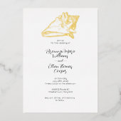 Eenvoudige Conch Seashell Sandy Beach Folie Uitnodiging (Voorkant)