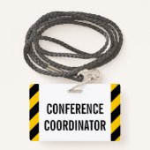 Eenvoudige "CONFERENCE COÖRDINATOR"-badge Badge (Achterkant met draagriem)