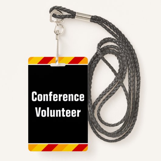 Eenvoudige "Conference Volunteer"-badge Badge (Voorkant met draagriem)