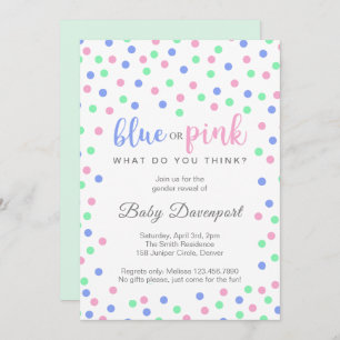 Eenvoudige Confetti Cute Gender onthulling Kaart