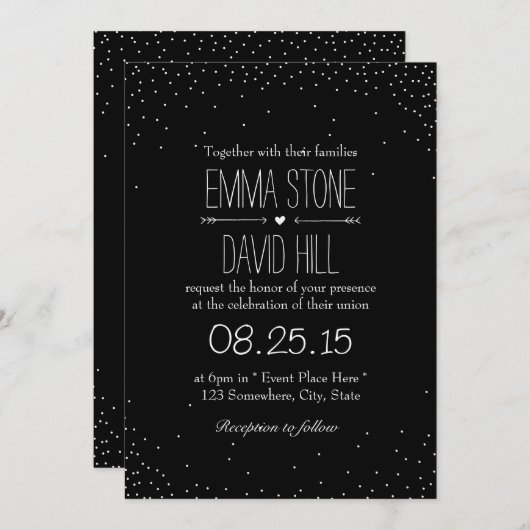 Eenvoudige confetti-stippen trouwkaarten kaart (Voorkant / Achterkant)