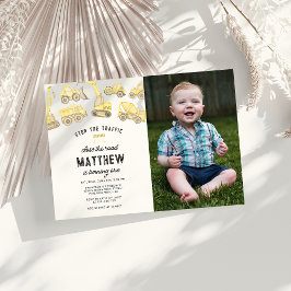 Eenvoudige constructie thema foto eerste verjaarda kaart