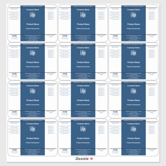 Eenvoudige Container Blauw Wit Zwart Product Label (Vel)