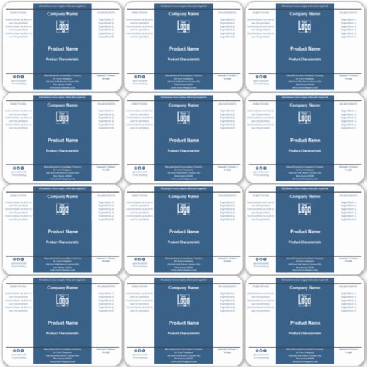 Eenvoudige Container Blauw Wit Zwart Product Label (Voorkant)