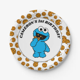Eenvoudige Cookie Monster 1e verjaardag Papieren Bordje
