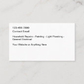 Eenvoudige Cool Handyman Visitekaartjes (Achterkant)