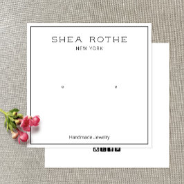 Eenvoudige 'Cool Modern White Stud Earning Display Vierkante Visitekaartjes