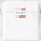 Eenvoudige Cool Roos Kraft White Stripe Handgemaak Vierkante Sticker (Tas)