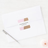 Eenvoudige Cool Roos Kraft White Stripe Handgemaak Vierkante Sticker (Envelop)