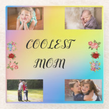 Eenvoudige Coolste Moeder 4 foto's Blauw Roze Geel