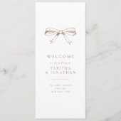 Eenvoudige Coquette Bow Mocha Trouwprogramma Programmakaart (Voorkant)