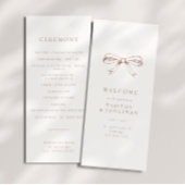 Eenvoudige Coquette Bow Mocha Trouwprogramma Programmakaart